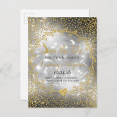 Gold Glitzer Confetti Glam Feuerwerk Save the Date Ankündigungspostkarte (Vorne/Hinten)