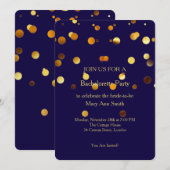 Gold Glitzer Confetti Glitzern Blue Bachelorette Einladung (Vorne/Hinten)