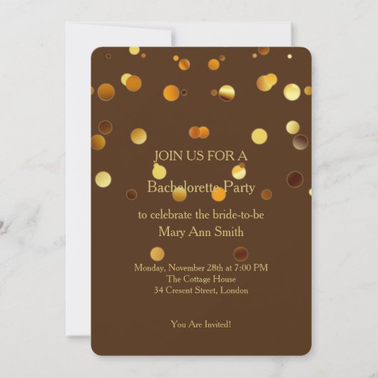 Gold Glitzer Confetti Glitzern Chocolate Bachelor Einladung (Vorderseite)