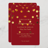 Gold Glitzer Confetti Glitzern Red Bachelorette Einladung (Vorne/Hinten)