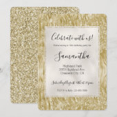 Gold Glitzer Confetti Glitzy Zebra Print Einladung (Vorne/Hinten)