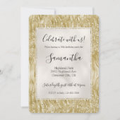 Gold Glitzer Confetti Glitzy Zebra Print Einladung (Vorderseite)