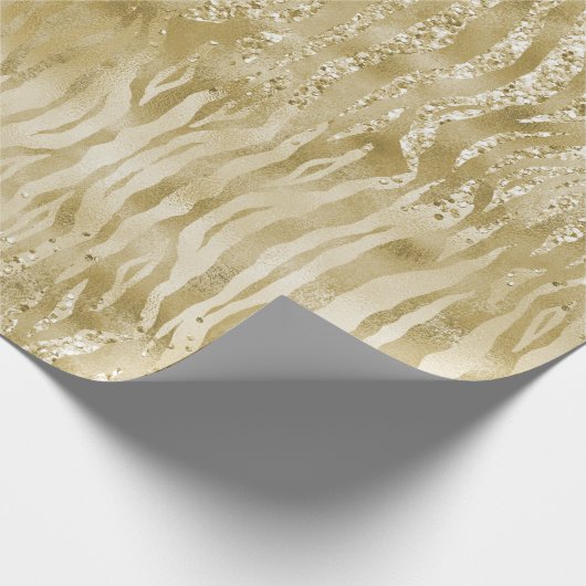 Gold Glitzer Confetti Glitzy Zebra Print Geschenkpapier (Ecke)