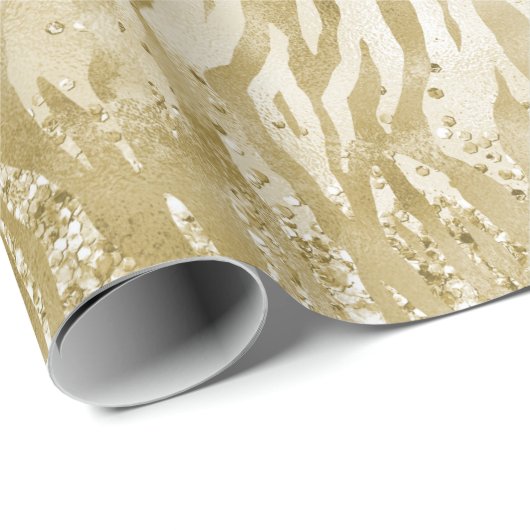 Gold Glitzer Confetti Glitzy Zebra Print Geschenkpapier (Rolleneckpunkt)
