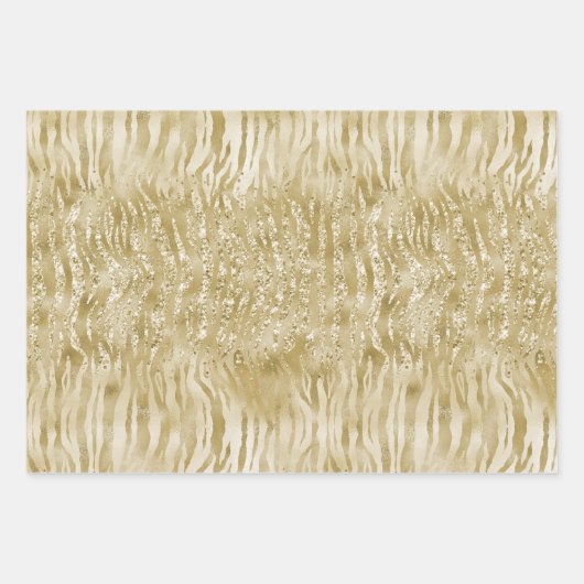 Gold Glitzer Confetti Glitzy Zebra Print Geschenkpapier Set (Vorderseite 2)