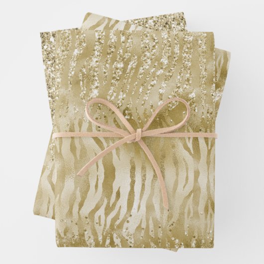 Gold Glitzer Confetti Glitzy Zebra Print Geschenkpapier Set (Beispiel)