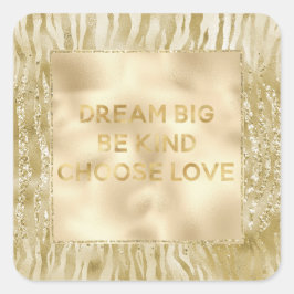 Gold Glitzer Confetti Glitzy Zebra Traum Quadratischer Aufkleber