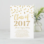 Gold Glitzer Confetti Graduation Party 2017 Einladung (Stehend Vorderseite)