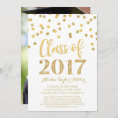 Gold Glitzer Confetti Graduation Party 2017 Einladung (Vorne/Hinten)
