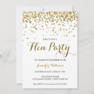Gold Glitzer Confetti Hens Party Einladung