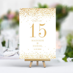 Gold Glitzer Confetti Hochzeit Tischnummer