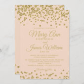 Gold Glitzer Confetti Hochzeitsreise mit dem Rose Einladung (Vorne/Hinten)