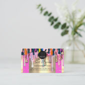 Gold Glitzer Confetti Holograph Rosa Tropfen Frame Visitenkarte (Stehend Vorderseite)