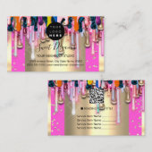 Gold Glitzer Confetti Holograph Rosa Tropfen Frame Visitenkarte (Vorne/Hinten)