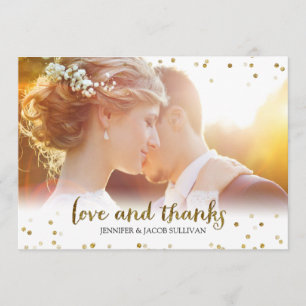 Gold Glitzer Confetti Liebe und dank Fotokarte Dankeskarte