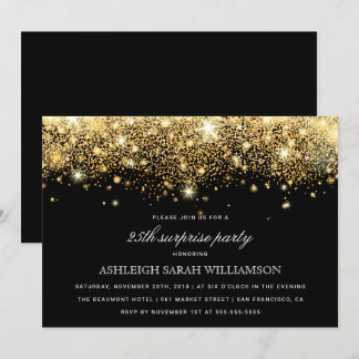 Gold Glitzer Confetti & Lights | Überraschendes Pa Einladung