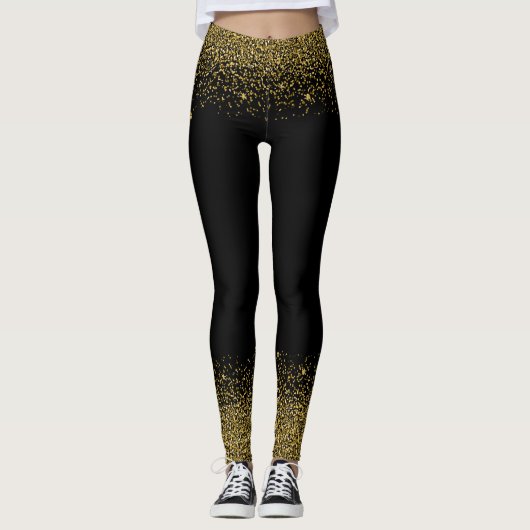 Gold Glitzer Confetti Look Leggings (Vorderseite)
