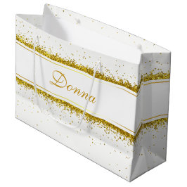 Gold Glitzer Confetti Name - Große Geschenktasche Große Geschenktüte