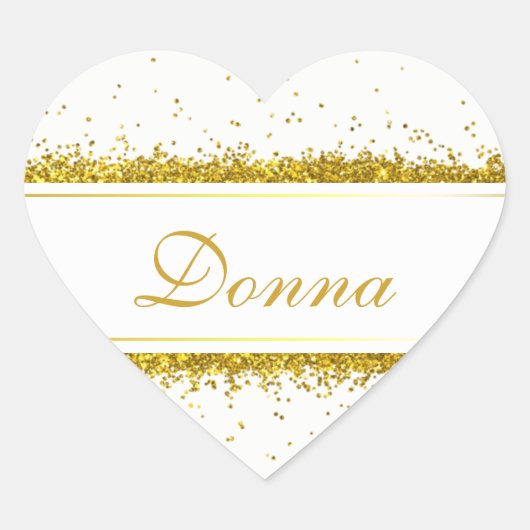 Gold Glitzer Confetti Name - Heart Sticker (Vorderseite)