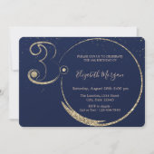 Gold Glitzer Confetti Navy Blue 30. Geburtstag Einladung (Vorderseite)