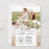 Gold Glitzer Confetti Ombre Foto Collage Wedding Einladung (Rückseite)