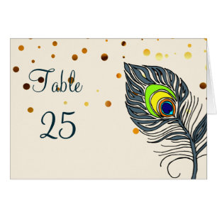 Gold Glitzer Confetti Peacock Feathers Number