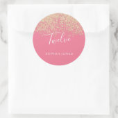 Gold Glitzer Confetti Pink 12. Geburtstagsparty Runder Aufkleber (Tasche)