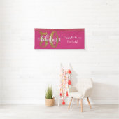 Gold Glitzer Confetti Pink 50 & Fabulous Geburtsta Banner (Insitu)