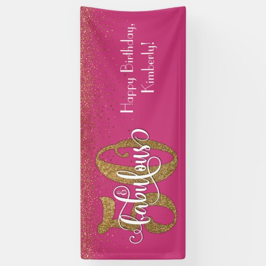 Gold Glitzer Confetti Pink 50 & Fabulous Geburtsta Banner (Vertikal)