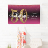 Gold Glitzer Confetti Pink Ombre 50 & Fabulous Banner (Insitu)