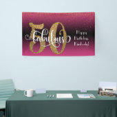 Gold Glitzer Confetti Pink Ombre 50 & Fabulous Banner (Messeveranstaltung)