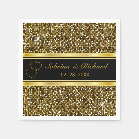 Gold Glitzer Confetti Print | Personalisiere Serviette (Vorderseite)