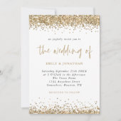 Gold Glitzer Confetti QR Code Script Hochzeit Einladung (Vorderseite)