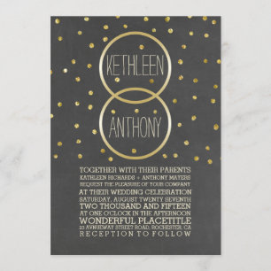 Gold Glitzer Confetti Rings Wedding Einladungen