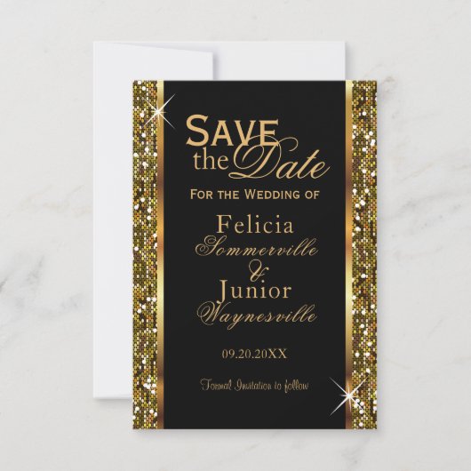 Gold Glitzer Confetti Save The Date (Vorderseite)