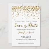 Gold Glitzer Confetti Save the Date Einladung (Vorderseite)
