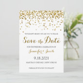 Gold Glitzer Confetti Save the Date Einladung (Stehend Vorderseite)