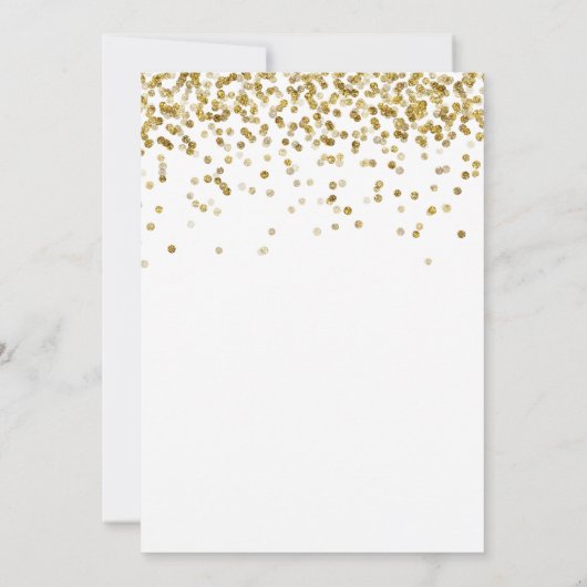 Gold Glitzer Confetti Save the Date Einladung (Rückseite)