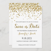 Gold Glitzer Confetti Save the Date Einladung (Vorne/Hinten)