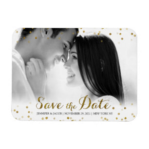 Gold Glitzer Confetti Save the Date Foto Magnet