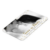 Gold Glitzer Confetti Save the Date Foto Magnet (Linke Seite)