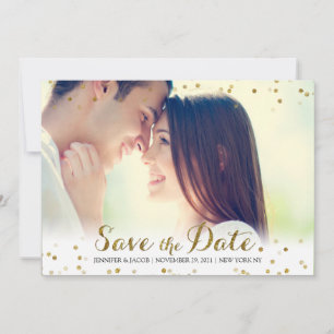 Gold Glitzer Confetti Save the Date Fotokarte