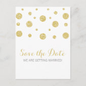 Gold Glitzer Confetti Save the Date Postkarte (Vorderseite)