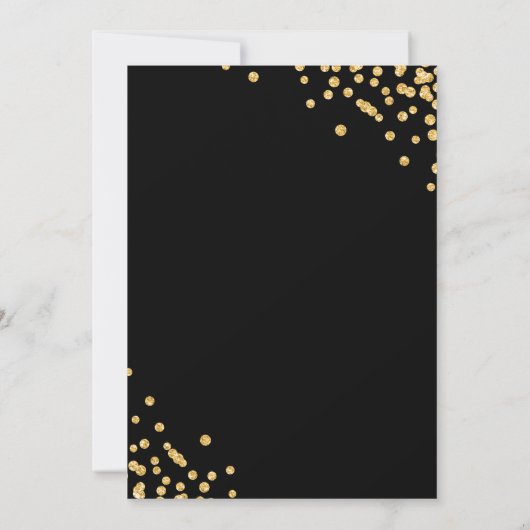 Gold Glitzer Confetti Script Dinner Party Black Einladung (Rückseite)