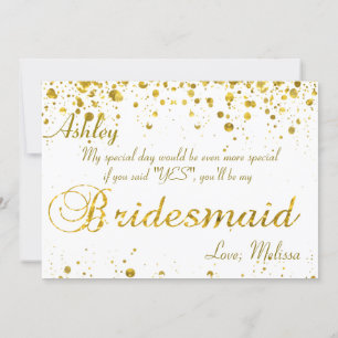 Gold Glitzer Confetti Seid meine Bridesmaid Einladung