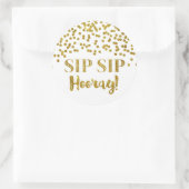 Gold Glitzer Confetti Sip Hooray Runder Aufkleber (Tasche)