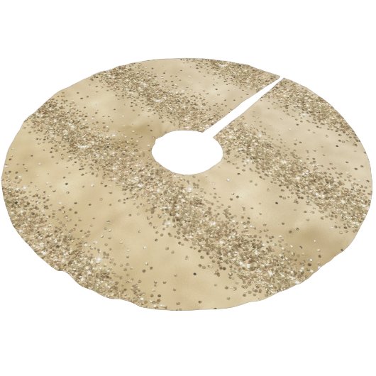 Gold Glitzer Confetti Sparkle Polyester Weihnachtsbaumdecke (Schrägansicht)