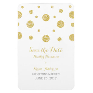 Gold Glitzer Confetti Speichern Sie das Date Magne Magnet