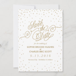 Gold Glitzer Confetti Stars Save the Date Extravag