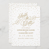 Gold Glitzer Confetti Stars Save the Date Extravag (Vorne/Hinten)